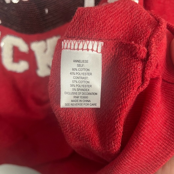 Anneliese Red White Graphic Women's Embroidered Football Sweater size 2X - Picture 5 of 7
